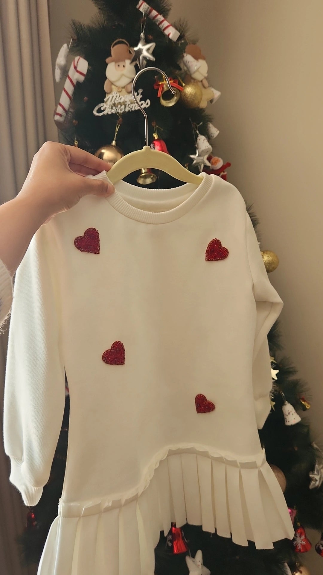 I Heart You Pure Cotton based Fleece Dress