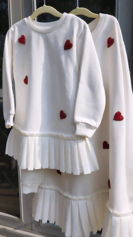 I Heart You Pure Cotton based Fleece Dress