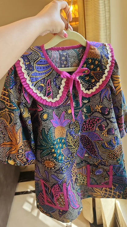 Purple Tropical Collar Dress