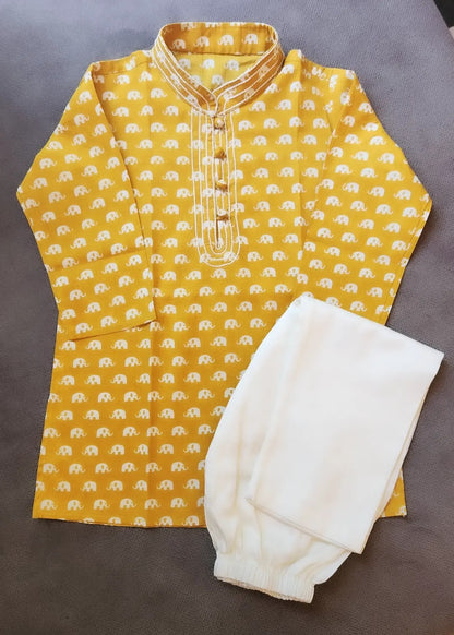 Kanaha Ji Mustard Kurta Set